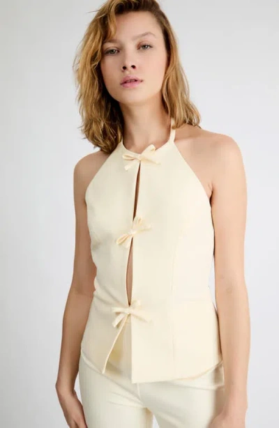 Extro & Vert Imogen Bow Lined Halter Top In Yellow