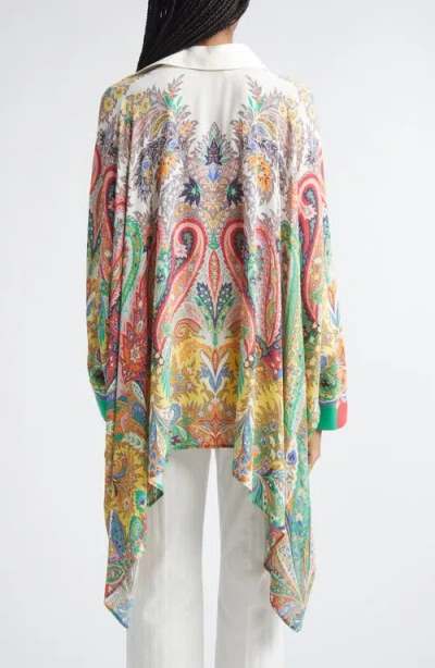 Etro Paisley Print Button-up Poncho In Multi