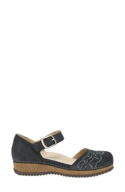 Dansko Mae Ankle Strap Platform Clog In Black