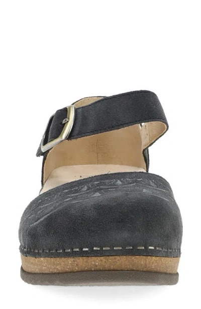 Dansko Mae Ankle Strap Platform Clog In Black