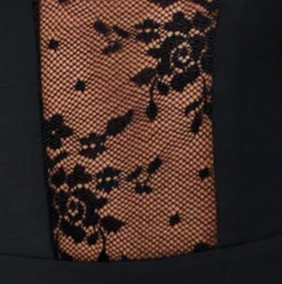 Bebe Lace Inset Fitted Midi Dress In Black