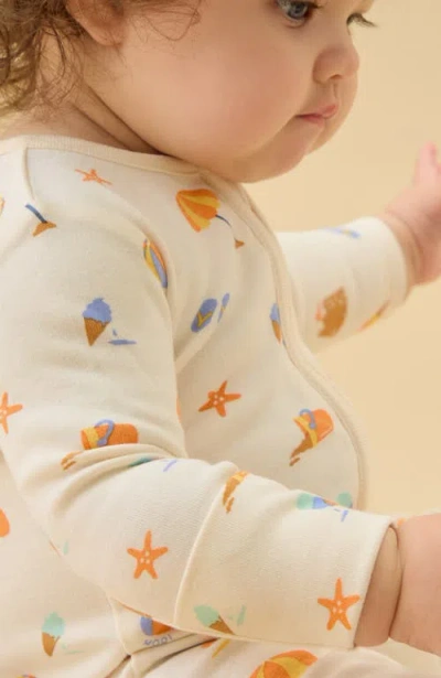 Mori Print Two Way Zip Up Romper In Multi