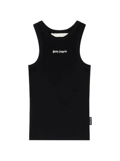 Palm Angels Classic Logo Fitted Tank Top In Black
