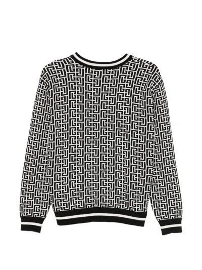 Balmain Patterned Button Cardigan In Black