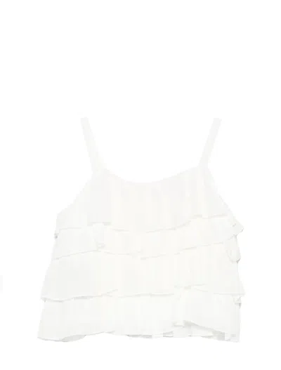 Balmain Ruffled Buttoned Top In White