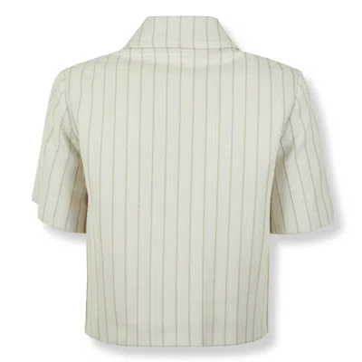 Max Mara Mxmangio Collared Striped Jacket Front Pockets In White
