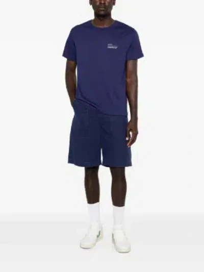 A.p.c. A. P.c. Crew-neck Logo-print T-shirt In Blue
