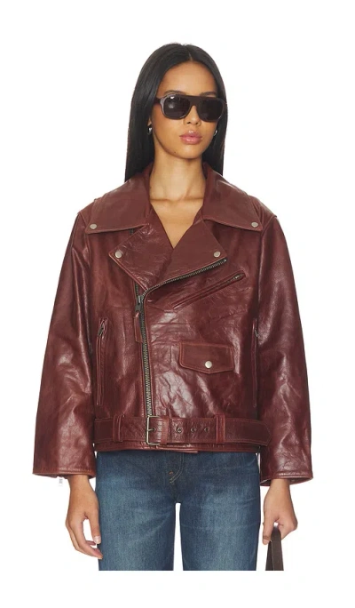 Found Biker Leather Jacket In Red