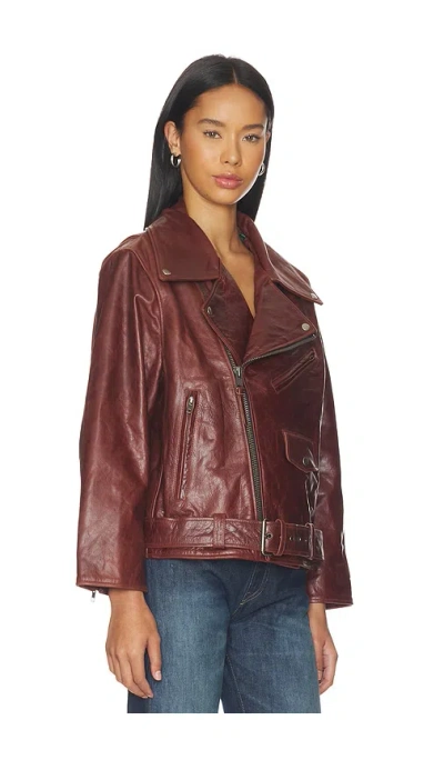 Found Biker Leather Jacket In Red