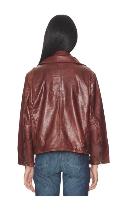 Found Biker Leather Jacket In Red