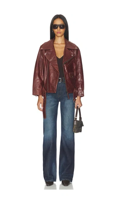 Found Biker Leather Jacket In Red