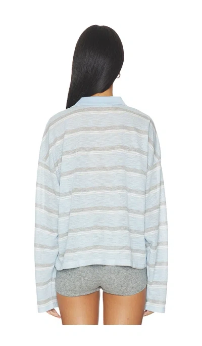 Lioness Rebels Contrast Collar Detail Wide Sleeve Oversized Top In Blue