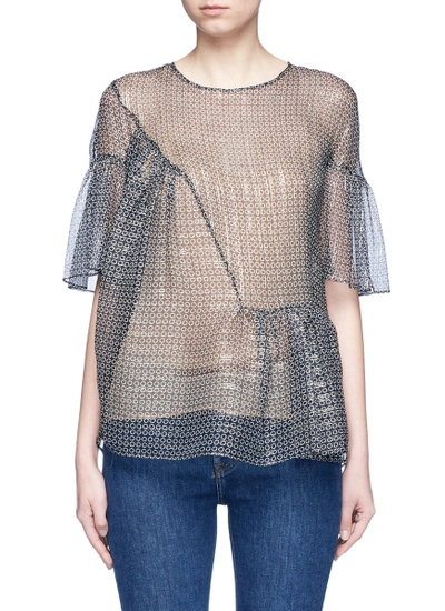 Shop Stella Mccartney 'santi' Star Print Lurex Ruffle Silk Top