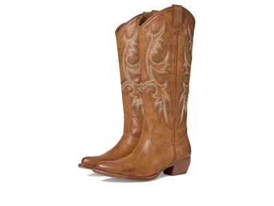 Frye And Co Irlene Short Deco Stitch Cowboy In Brown