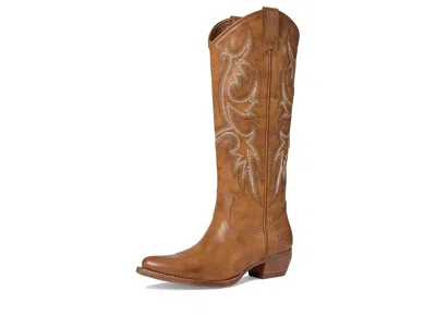 Frye And Co Irlene Short Deco Stitch Cowboy In Brown