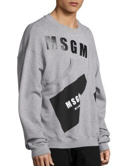 Shop Msgm Signature-printed Drop-shoulder Sweatshirt In Grey
