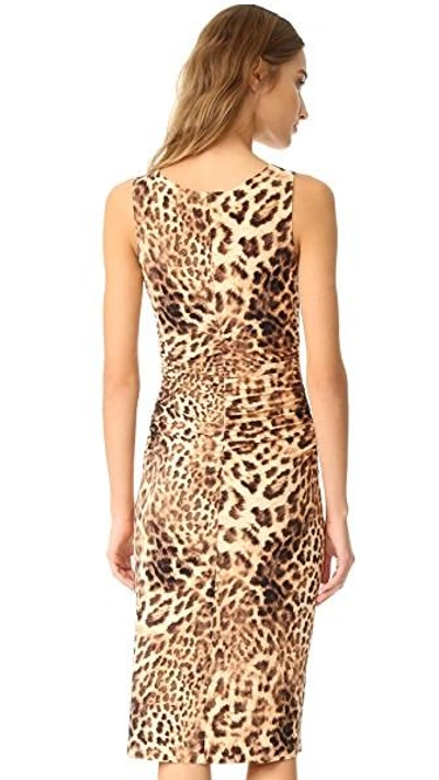 Shop Norma Kamali Kamali Kulture Sleeveless Dress In Caramel Leopard