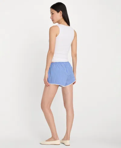 Good American Poplin Pull On Boxer Shorts In Blue