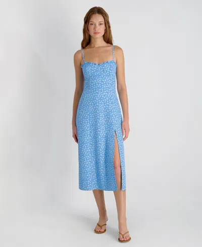 French Connection Stacey Floral Print Sleeveless Midi Dress In Blue