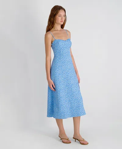 French Connection Stacey Floral Print Sleeveless Midi Dress In Blue