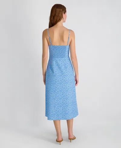 French Connection Stacey Floral Print Sleeveless Midi Dress In Blue