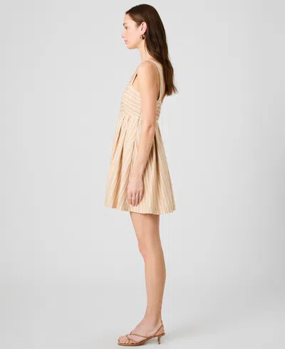 French Connection Aspen Striped Babydoll Mini Dress In Neutral