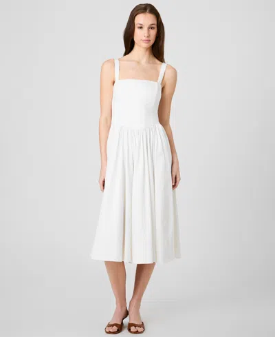 French Connection Cotton Sateen Fitted Bodice Midi Dress In Multi