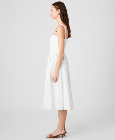 French Connection Cotton Sateen Fitted Bodice Midi Dress In Multi