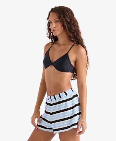 Volcom Women's Striped Pull-on Swim Cover-up Shorts In Blue