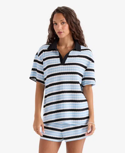 Volcom Women's Striped Pull-on Swim Cover-up Shorts In Blue