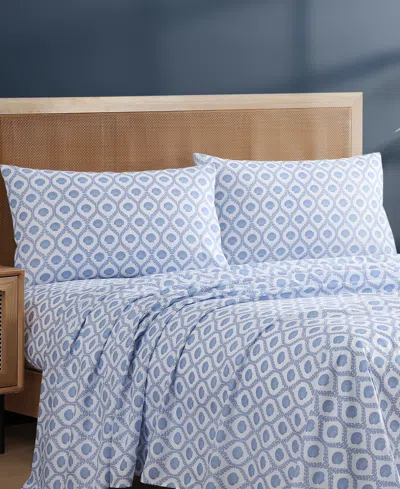 Caribbean Joe Coastal Pattern 4-pc. Sheet Set, Full In Blue