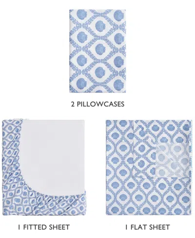 Caribbean Joe Coastal Pattern 4-pc. Sheet Set, Full In Blue