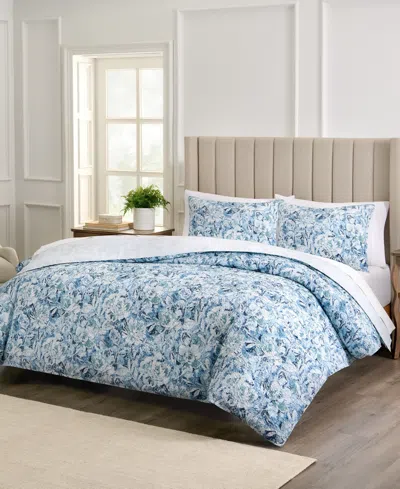 Waverly Hayden Microfiber Percale 3-pc. Comforter Set, Full In Blue
