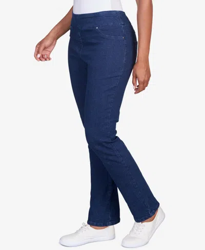 Ruby Rd. Petite Mid-rise Pull-on Straight Extra Stretch Denim Pant In Multi