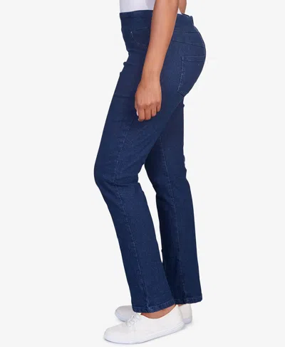 Ruby Rd. Petite Mid-rise Pull-on Straight Extra Stretch Denim Pant In Multi