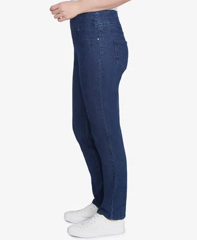 Ruby Rd. Petite Mid-rise Pull-on Straight Extra Stretch Denim Pant In Blue