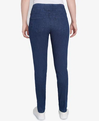 Ruby Rd. Petite Mid-rise Pull-on Straight Extra Stretch Denim Pant In Blue