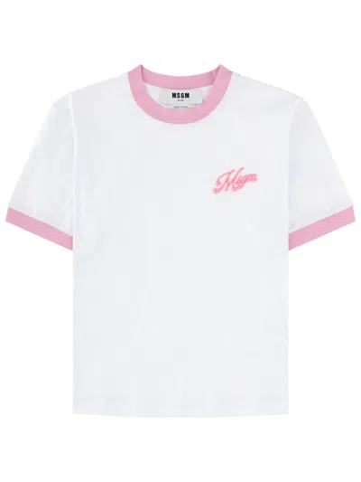Msgm Embroidery T-shirt In White