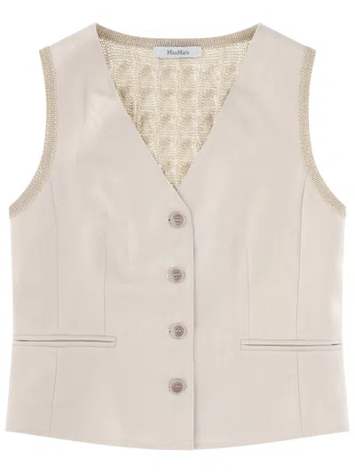 Max Mara Beige Linen And Cable Knit Mxmcalibri Vest In Neutral