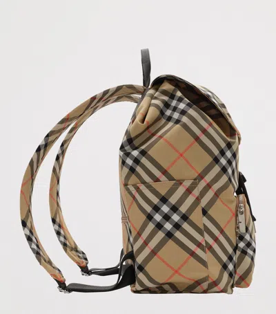 Burberry Check Print Backpack In Neutral