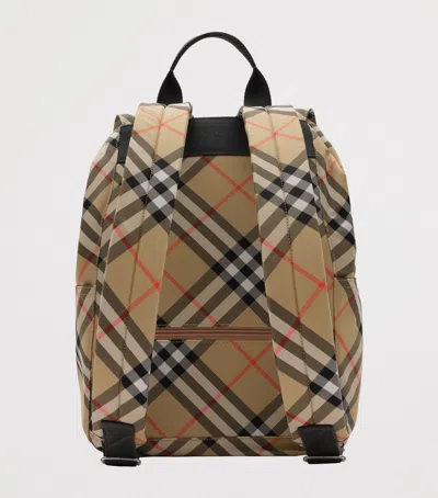 Burberry Check Print Backpack In Neutral