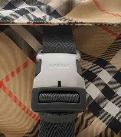 Burberry Check Print Backpack In Neutral