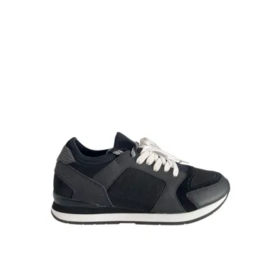 Borbonese Black Leather Men Sneaker In Black