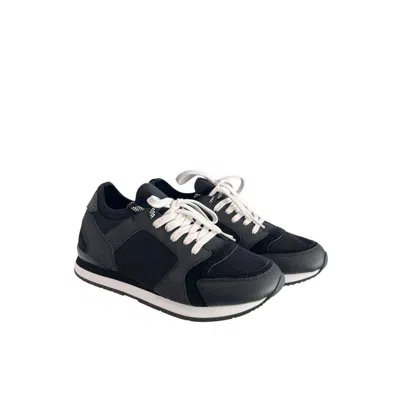 Borbonese Black Leather Men Sneaker In Black