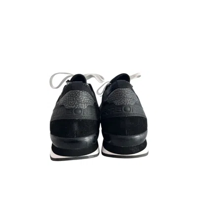 Borbonese Black Leather Men Sneaker In Black