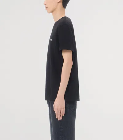 Valentino Logo-embroidered Cotton-jersey T-shirt In Black
