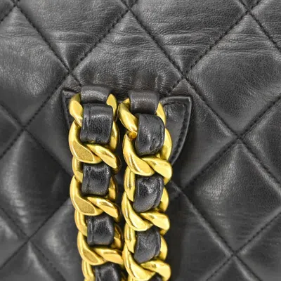 Pre-owned Chanel Duma Drawstring Backpack Quilted Leather Black Leather Backpack Bag ()