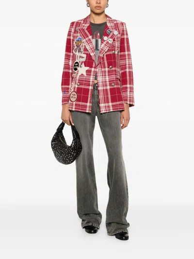 Front Street Patch-embellished Check-pattern Jacket In Red