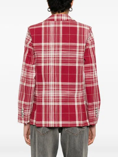 Front Street Patch-embellished Check-pattern Jacket In Red