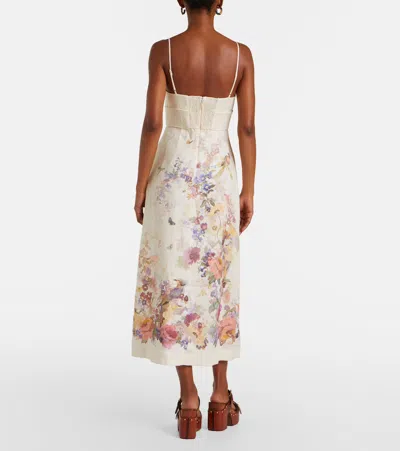Zimmermann Womens Cream Multi Floral Alchemy Floral-print Linen Midi Dress In White